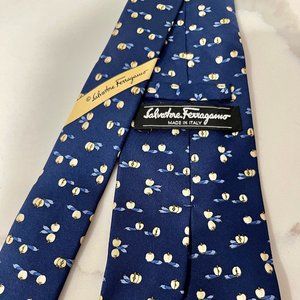 Salvatore Ferragamo - Vintage Men's Blue Silk Tie